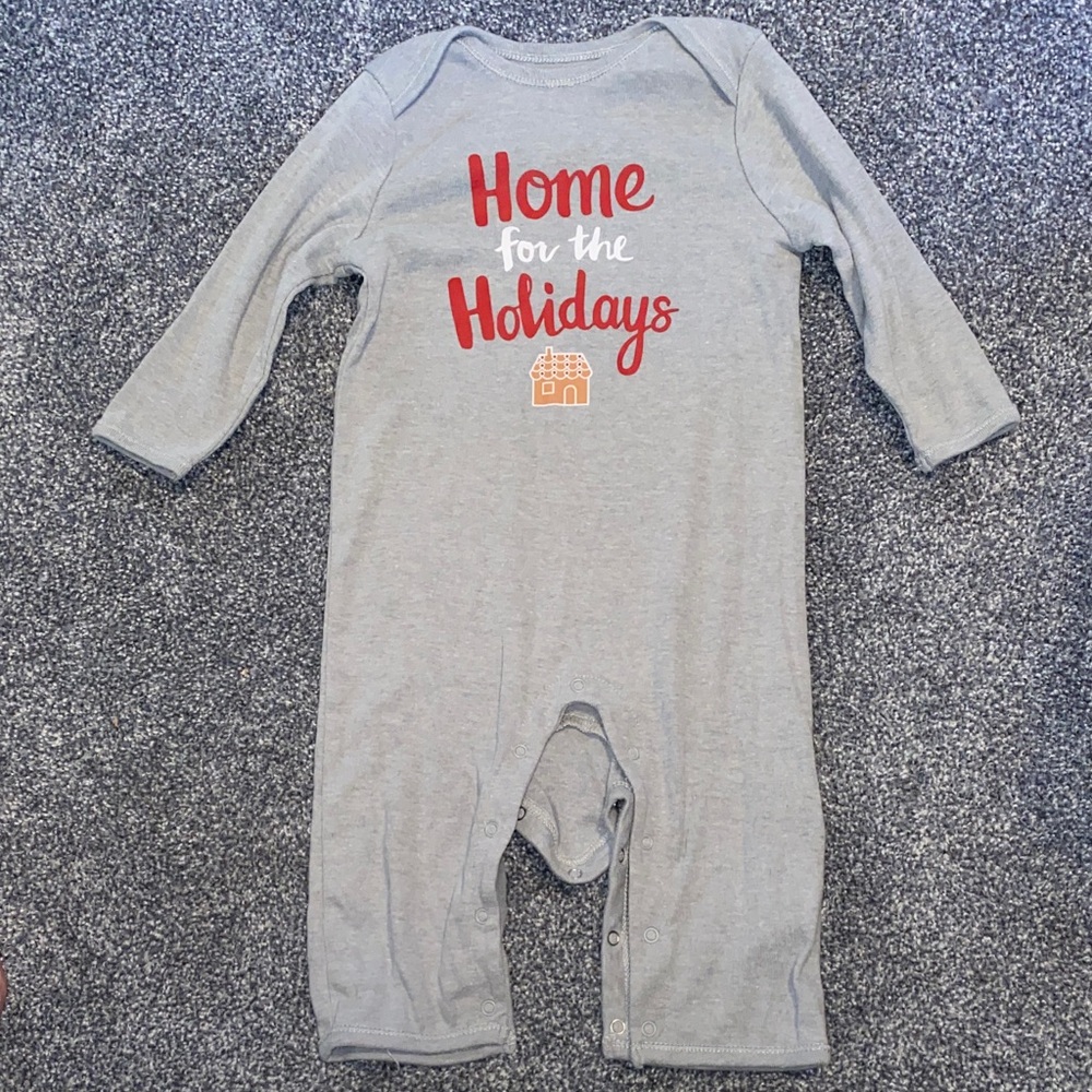 Old Navy Gray 'Home for the Holidays' Baby One Piece